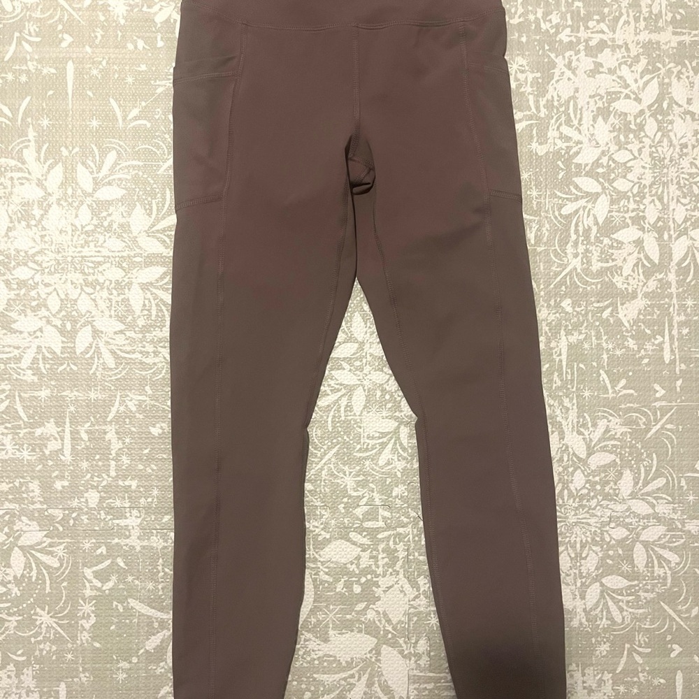 Yogalicious Neutral Mauve Lux Leggings with Side Pockets Size Small